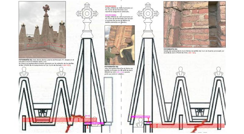 Rehabilitación estructural de pináculos de fachadas de la Escuela Teresiana Ganduxer